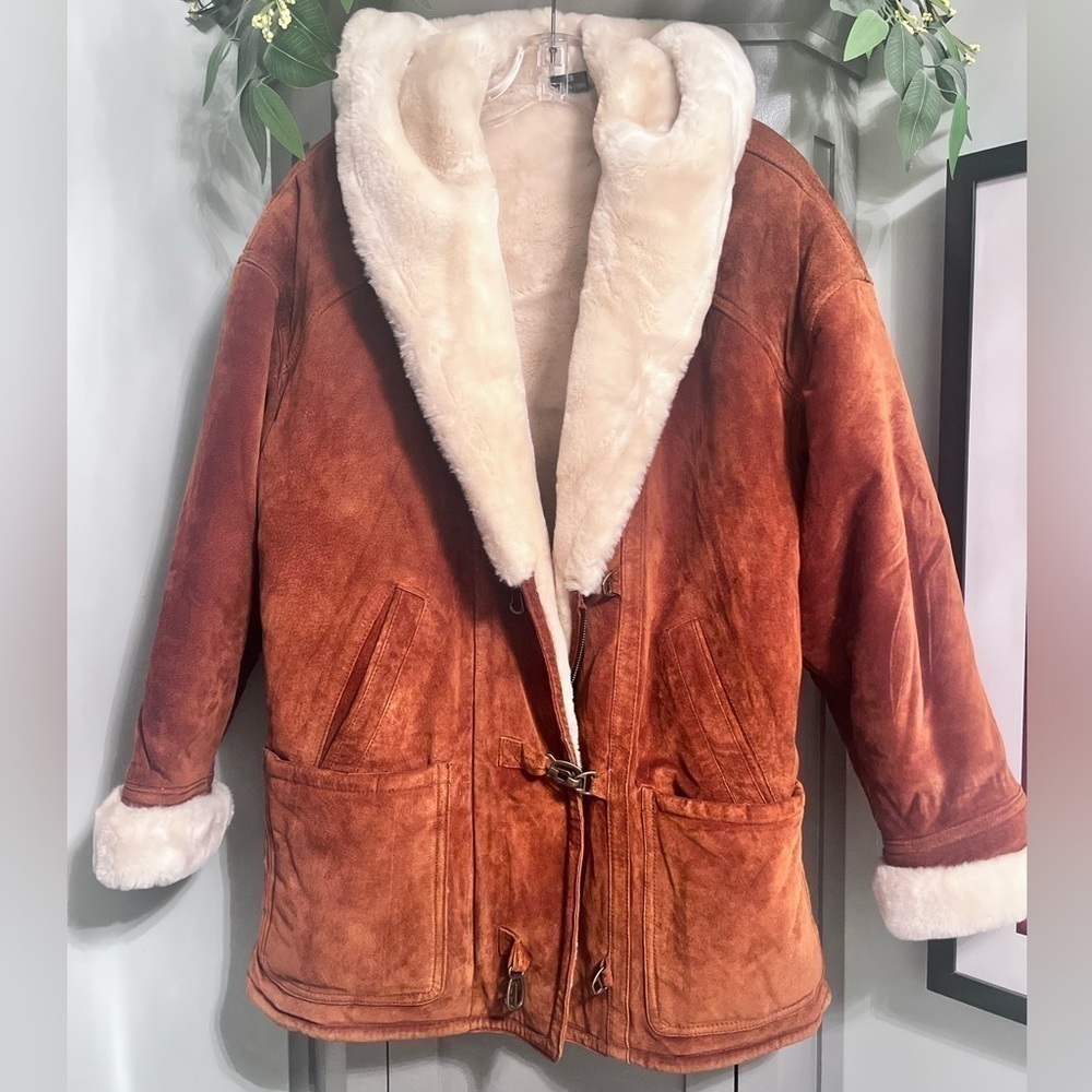 Vintage Oversized Suede Shearling Coat